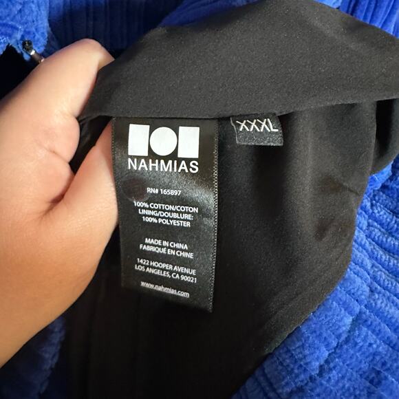Nahmias Men's Blue Corduroy Full Zip Boxy Jacket Size XXXL Long Sleeve Collared - Picture 6 of 15